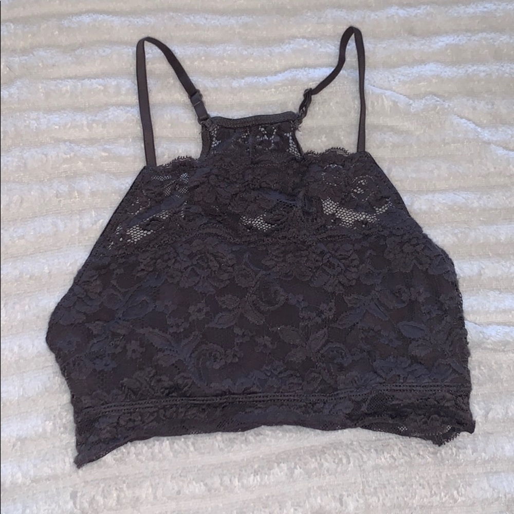 Lacey Grey High-Neck Bralette